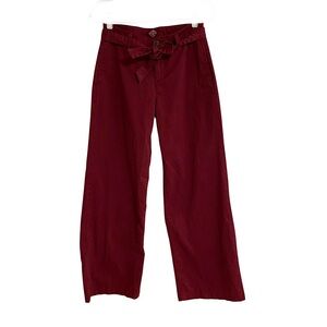 St John’s Bay deep red wine mid rise wide leg Fall belted trouser pants size 6